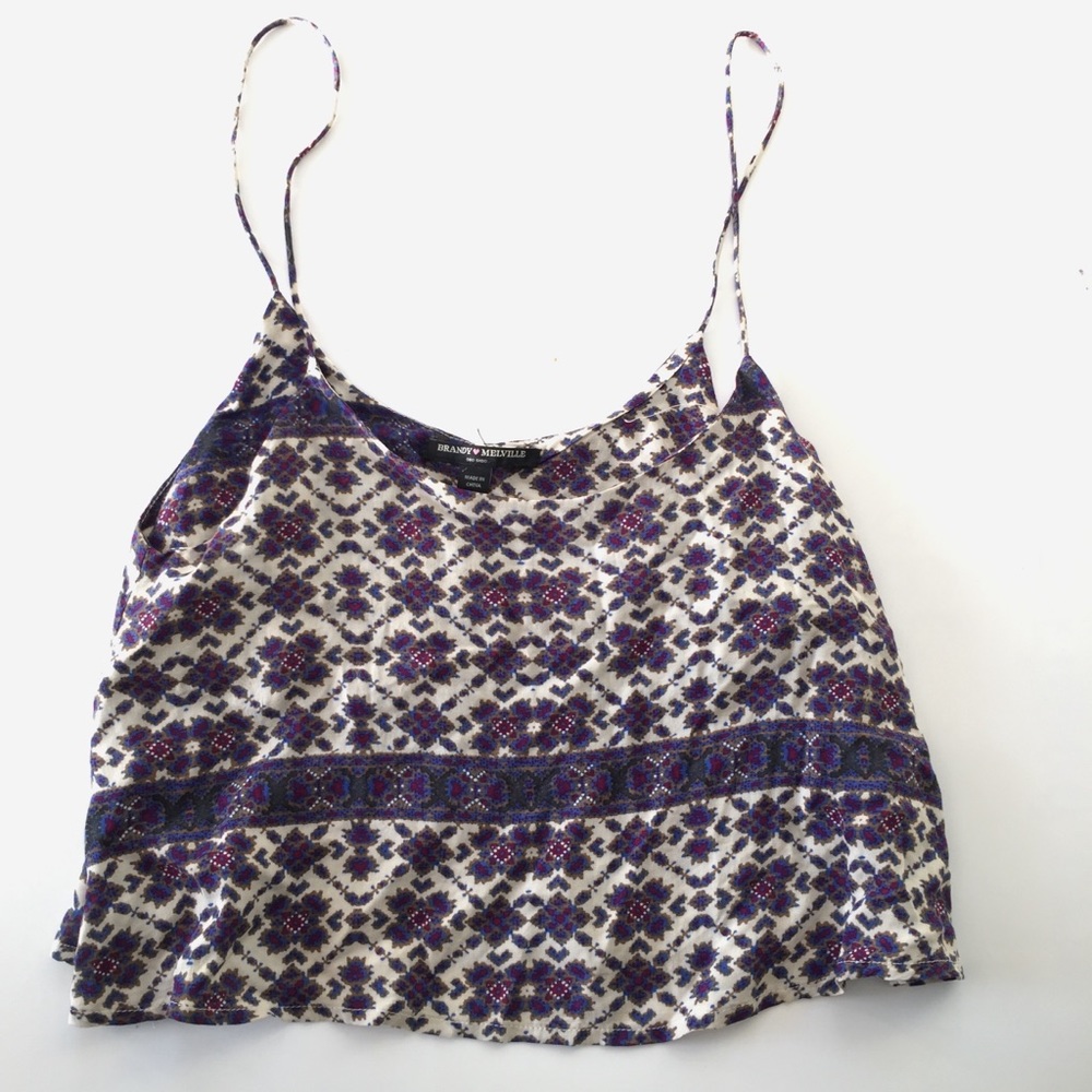 ☀️Brandy Melville Pink Purple Geometric Print Tank Top
